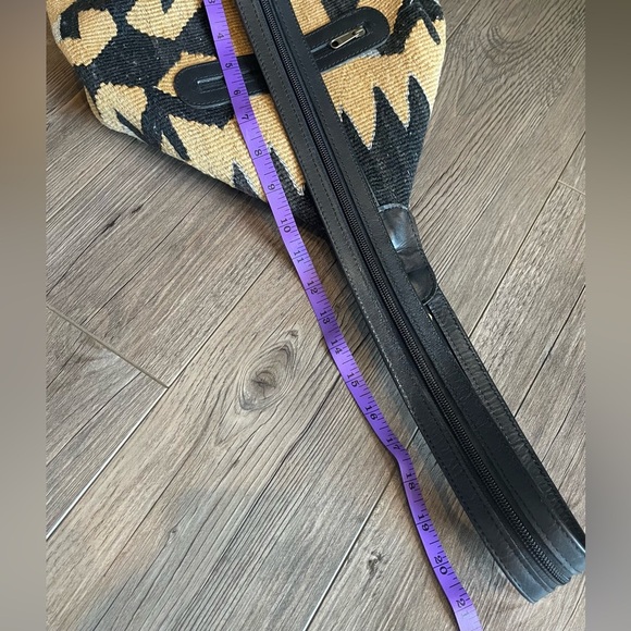 Kilim Black and Tan Tapestry Small Backpack with Black Leather Trim - Picture 11 of 16